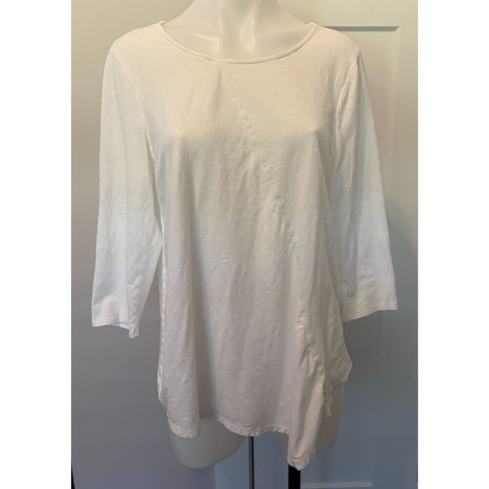 Chicos Womens Knit TOP 3/4 Sleeve WHITE Round Neck Size 1 (M/8)